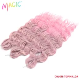 Magic 24Inch 3PCS Loose Wave Synthetic Crochet Hair Bundles Copper Red Heat Resistant Hair Extensions For Women Braiding Styling