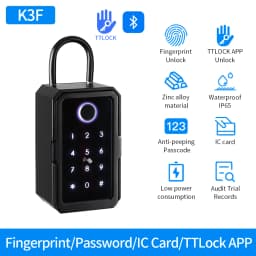 Waterproof Key Safe Box Fingerprint Storage Secret Key Safety Box Support Tuya App TTlock Bluetooth to WiFi Hub Unlock Padlock