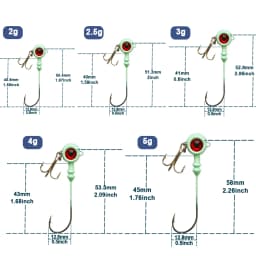 9KM Fishing Jig Heads Hook 5-10pcs Glow Fishing Hook with Treble Hooks Saltwater High Carbon Steel for Walleye Crappie Bass Fish