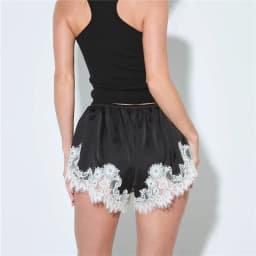 Sexy Women's Mini Shorts Lace Patchwork Drawstring Elastic Waist Casual Summer Loose Lounge Shorts Fashion Streetwear