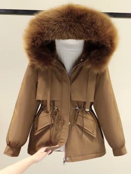 Women's down Cotton Jacket Short Thickened Winter New Style Fleece Lined Parka Korean Version Loose Cotton Coat