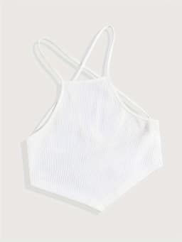 Elegant Cotton Knit Slingback Top with Crisscross Back Tie - Chic, Comfy t& Season Versatile