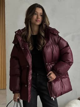 Fashion Solid Drawstring Cotton Jacket Women Chic Long Sleeve Zipper Loose Hooded Coat Winter Lady Warm Daily Street Outwear
