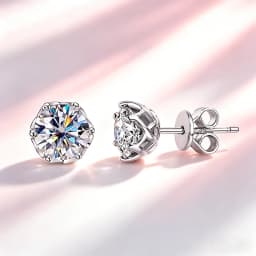 Classic 100% Moissanite Stud Earrings with Lace Six-Prong High-End Texture Elegant and Stylish Earrings