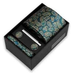 Luxury Tie Set For Men Business Gift Box Wedding Party Fashion Men Tie Set Paisley Handchief Cufflink Tie-Clip Suit Gift For Man