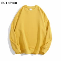 BGTEEVER Casual O-neck Loose Women Pullovers Spring Autumn Long Sleeve Basic Cotton Sweatshirts for Women