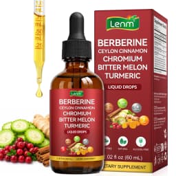 Lenm Berberine Liquid Drops with Ceylon Cinnamon Chromium Bitter Melon Turmeric for Metabolic Wellness Support 60ml 30 Servings