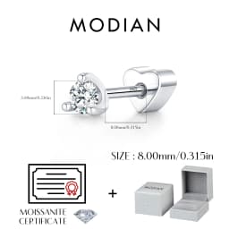 MODIAN D Color Moissanite Cartilage Stud 925 Sterling Heart Screw Stud Earrings Stackable Unisex Stud Earrings For Women Jewelry