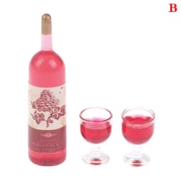 1/12 Miniature Wine Bottles Dollhouse Kitchen Accessories - Mini Dolls House Living Room Accessories Beer Drink Bottles & cups
