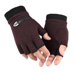 Man Autumn Winter Plus Velvet Keep Warm Outdoor Sports Half-Finger Gloves Fashion Solid Elasticity Drive Cycling