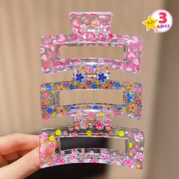 6 square fruit printed hair claws for women, simple and elegant, suitable for daily travel