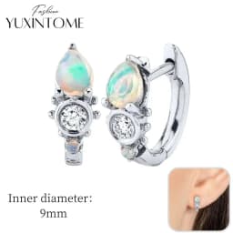925 Sterling Silver Ear Needle Hoop Earrings Crystal Circle Small Huggie Earrings for Women Simple Females Girls Jewelry