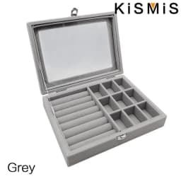 Velvet Ring Organizer Box - Clear Lid Jewelry Holder, Dust-Proof Storage Tray for Rings and Earrings for Multiple Jewelry Pieces
