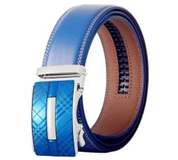 Unisex Click Belts for Men Luxury Brand Designer Fashion Automatic Buckle Genuine Leather Men's Belt Male Jeans Waist Strap Blue