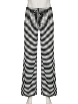 Women's Stripe Drawstring Low Waist Sweatpants Casual Elastic Baggy Straight Leg Pants Loose Fit Summer Streetwear Trousers