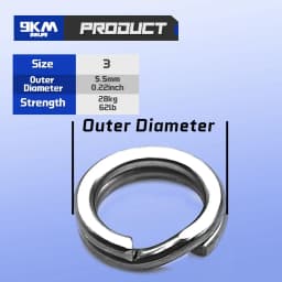 9KM 50Pcs Stainless Steel Fishing Split Rings, Heavy Duty Lure Connector Rings for Saltwater Terminal Tackle