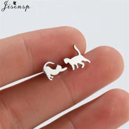 Cartoon Animal Earings Multiple Stainless Steel Cat Stud Earring for Women Girls Small Dog Paw Ear Studs Funny Jewelry Oorbellen