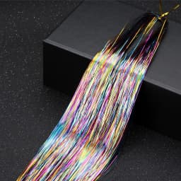 93/120cm Sparkle Synthetic Hair Extensions Tinsel Rainbow Colored Strands Girls Headwear Hairbinge Hair Laser False Decor