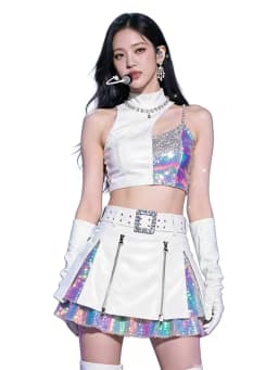 White Jazz Gogo Dance Female Group Bar Performance Suit Stage Performance Outfit PU Fabric All Seasons Unisex Youth And Middl...