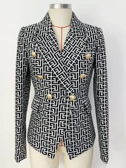 HIGH STREET Newest 2026 Designer Jacket Women's Double Breasted Lion Buttons Geometrical Jacquard Blazer