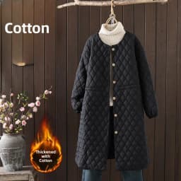 Lightweight Padded Cotton Jacket Women's Autumn Winter Stylish Diamond Pattern Quilted Warm Cotton Coat Medium Length Windbre...