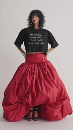 Dramatic Red Bubble Maxi Skirt Red Voluminous Ball Gown Skirt Women High Waist Statement Party Skirt High Low Evening Skirts