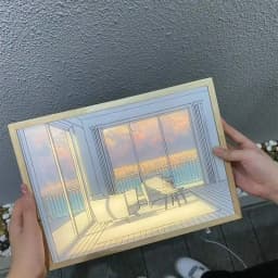 Creativity Night Light Simulation Gift Sunset Mood Photo Frame Lamp INS Anime Painting Led Lights Decoration Lighting