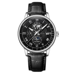 Luxury Man Watch Waterproof Chronograph Moon Phase Pattern Luminous Quartz Wristwatch Leather Strap Men Casual Clock