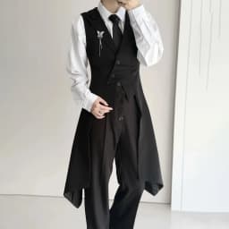 Mens British Swallowtail Slim Fit Mid Length Vest Streetwear Fashion Formal Stage Casual Suit Jacket Men'S Clothing 2026 New