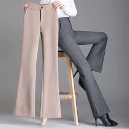 Autumn and Winter New Style Elastic Waist Boot-cut Pants High Waist Slim Straight Pants Fashion Women's Elastic Casual Pants