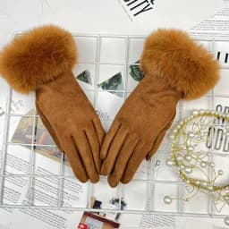 Women Winter Suede Keep Warm Touch Screen Plus Cashmere Fashion Solid Plush Wrist Look Thin Gloves Cold Protection Elasticity