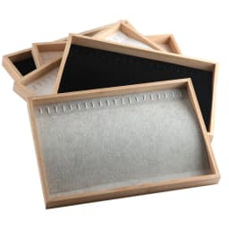 Wood Jewelry Display Tray with Storage Box and Racks for Necklaces, Bracelets, and Accessories