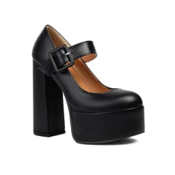 Super High Thick Heel Waterproof Platform Shallow Square Buckle Women's High Heels Party Wearing Orange Women's Pumps