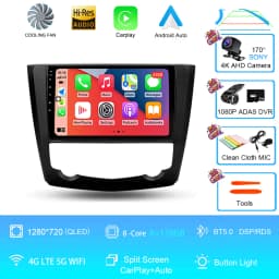 Android 16 9 Inch Carplay For RENAULT KADJAR 2015 - 2019 Car Radio Multimedia Center Bluetooth 4G Wifi Rear Camera Touch Display
