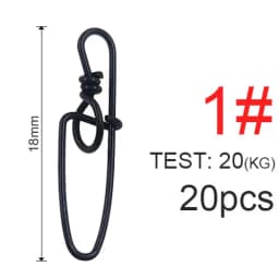 20pcs Black Fishing Snap Swivels Double Insurance Inside Lock Snap Stainless Steel Fishing Swivel Hook Lure Fishing Connector