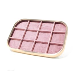 Pink Beige Gray Premium Metal Edge Inside Velvet Jewelry Tray Necklaces Rings Pendants Bracelets Storage and Display Tray