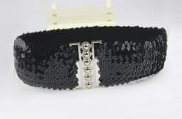 Sequin Elastic Glitter Belt Women's Corset Wide Waist Belt Metal Buckle Waistband Decorative Corset Strap Party Dress Accessorie