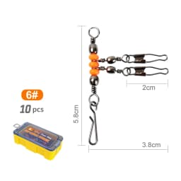 New 10pcs 1-2-3-Way Fishing Snap Connector 6#/8#/10# Stainless Steel Luminous Fishing Pin Connector Barrel Swivels Tackle