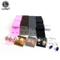 100Pcs Earring Ear Studs Organizer Holder Black Plastic Jewelry Display Rack Printed Earring Cards