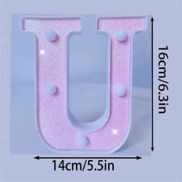 1PC 16cm Pink Glitter LED Letter&Number Lights Battery Powered Decorative Lights For Wedding,Proposal,Birthday,Party,Photo Props