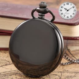 Antique Stylish Simple Vintage Smooth Double Cover Quartz Pocket Watch with 80cm Necklace Chain Unisex Pendant Clock Timepiece