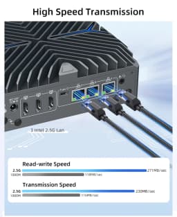 Topton Fanless Firewall Mini PC Intel Ultra 5 125U I7 1255U I3 1215U 3*2.5G LAN 3*HDMI2.0 2*COM RS232 IoT Industrial Computer