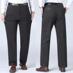 Summer Thin Pants 100% Cotton Men's Autumn Thick Suit Pant Slacks High Waist Straight Loose Bland Solid Business Casual Pants