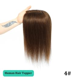 10-18 Inches Hair Topper with Clips 100% Remy Human Hair Toppers For Thin Hair Natural Color Clip In One Piece Hair Extensions