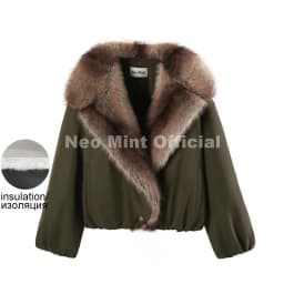 Neo Mint Trendy 2026 Fur Collar Bomber Jacket Women Winter Warm Padded Coat Parkas Luxury Brand Quilted Puffer Jackets Overcoats