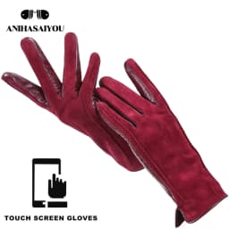 Good Quality Touch Gloves Color Winter Women's Leather Gloves Genuine Suede 50% Genuine Leather 50% Women's Gloves -2007