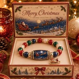 2026 Limited Edition Christmas Magic Collection Bracelet for Women Girls, Stretch Beaded Bracelets Stocking Charms, Jewelry Gift