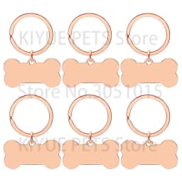 10 Pcs Blank Tag Stainless Steel Bone Keychain for DIY Custom Logo Tag Pet Dog Tag Collar Pet Accessoriess Charm