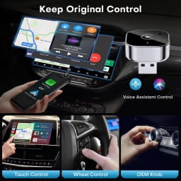 Wireless CarPlay & Android Auto Adapter 2026 Upgrade: Wired to Wireless for Cars with Built-in Apple CarPlay/Android Auto, Mini