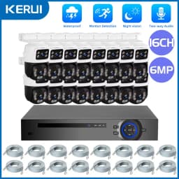 KERUI 2K 6MP HD POE Surveillance 8CH 16CH Camera System Dual Lens PTZ WIFI IP Home Security 8CH POE NVR Video H.265 CCTV Kit